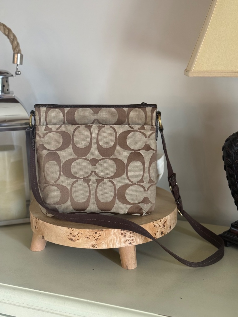Coach Signature Stripe Duffle Bag. - Picture 3 of 7